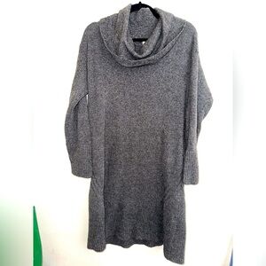 Anthropologie women’s grey cowl neck sweater dress L winter fall contemporary
